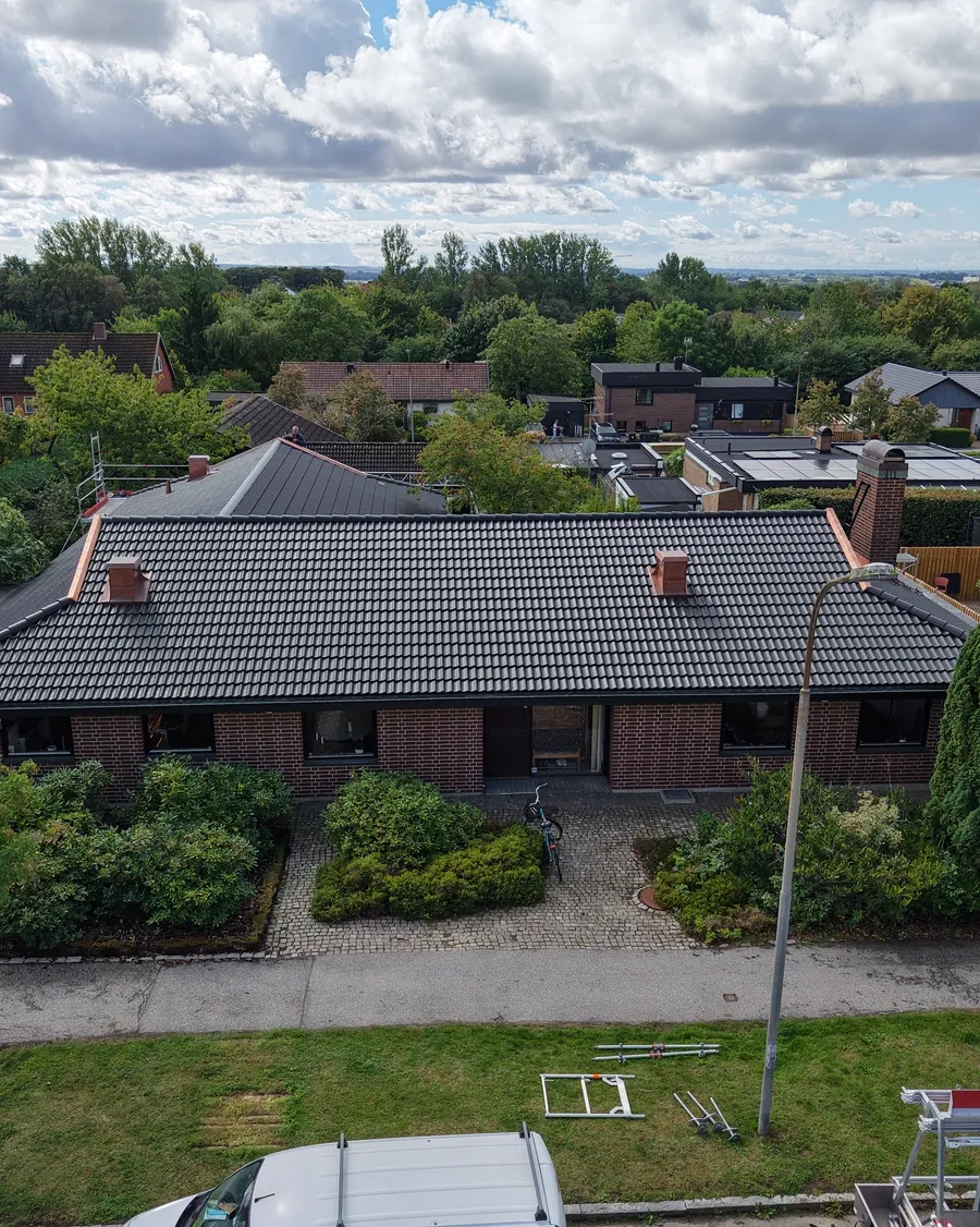 Det färdiga betongtaket i Lund, takbyte utfört av takläggare från Lemar Tak