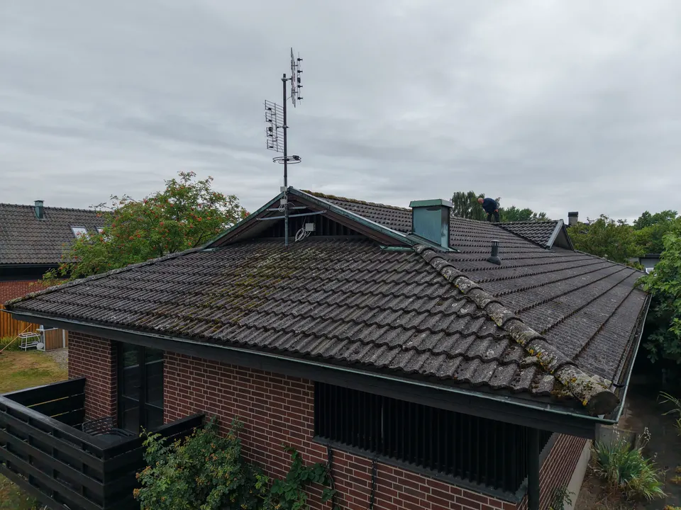 Villan i Lund före takbytet, gaveln med det gamla taket